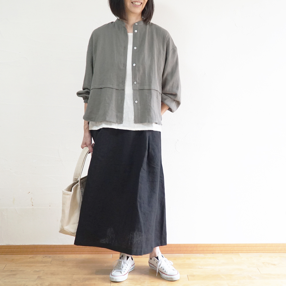 バンドカラーブラウス