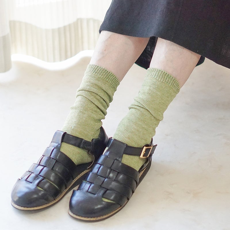 Branch m‘.,ブランチエム,ナチュラル,30代,40代,50代,60代,リネン,ゆったり,ざっくり,ソックス,靴下,リネン靴下,リネンソックス,