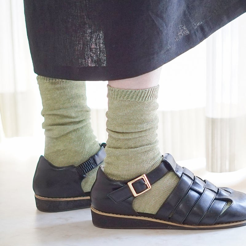 Branch m‘.,ブランチエム,ナチュラル,30代,40代,50代,60代,リネン,ゆったり,ざっくり,ソックス,靴下,リネン靴下,リネンソックス,