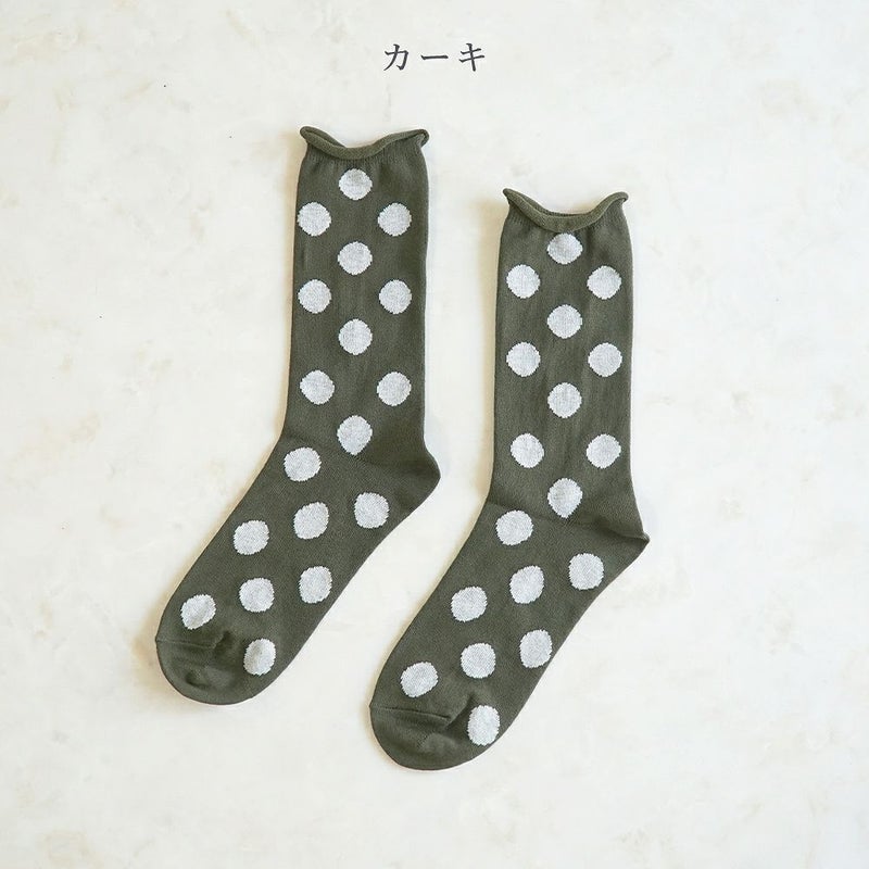 Branch m‘.,ブランチエム,ナチュラル,30代,40代,50代,60代,リネン,ゆったり,靴下,ソックス,コットン,コットンソックス,ドット柄,ドット柄靴下,ドット柄ソックス,