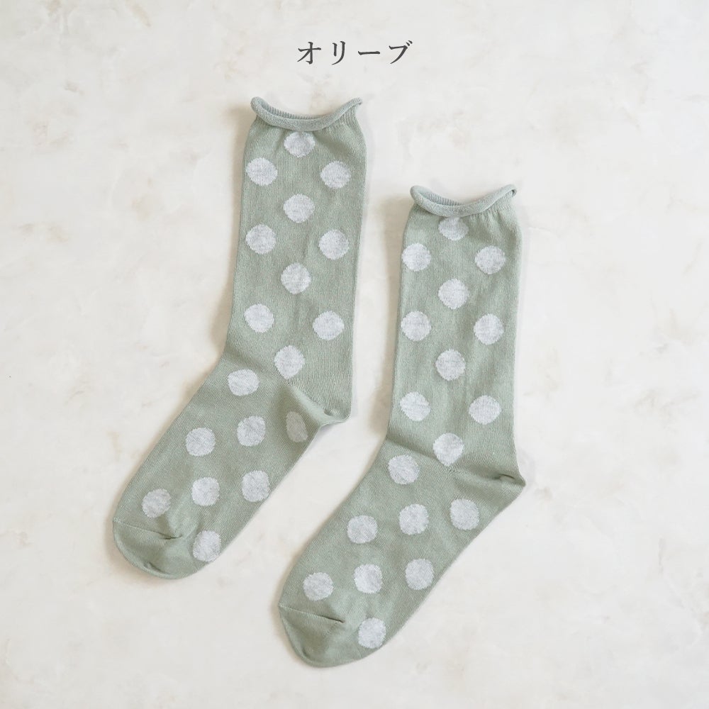 Branch m‘.,ブランチエム,ナチュラル,30代,40代,50代,60代,リネン,ゆったり,靴下,ソックス,コットン,コットンソックス,ドット柄,ドット柄靴下,ドット柄ソックス,