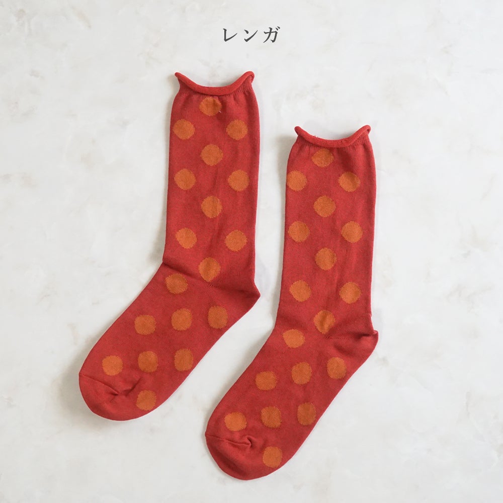 Branch m‘.,ブランチエム,ナチュラル,30代,40代,50代,60代,リネン,ゆったり,靴下,ソックス,コットン,コットンソックス,ドット柄,ドット柄靴下,ドット柄ソックス,