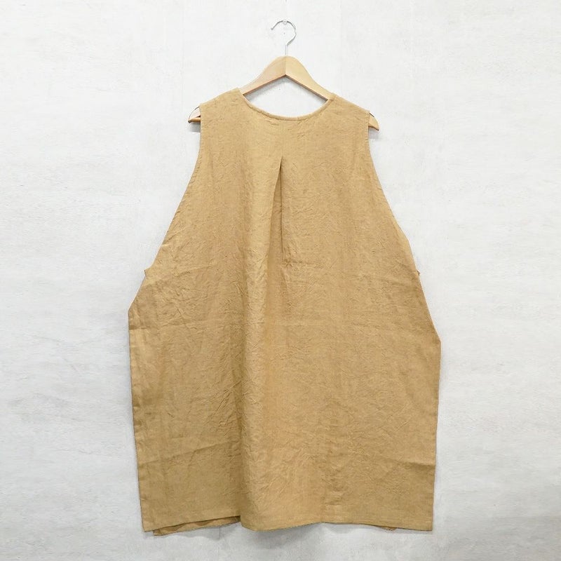 Branch m‘.,ブランチエム,ナチュラル,30代,40代,50代,60代,リネン,ゆったり,エプロン,リネンエプロン,エプロンベスト,ベスト,重ね着,レイヤード,レイヤードコーデ,