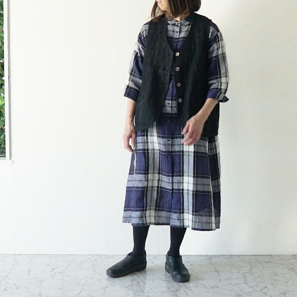 Branch m‘.,ブランチエム,ナチュラル,30代,40代,50代,60代,ゆったり,綿,コットン,リネン,リネンデニム,デニム,デニムベスト,ベスト,前あきベスト,