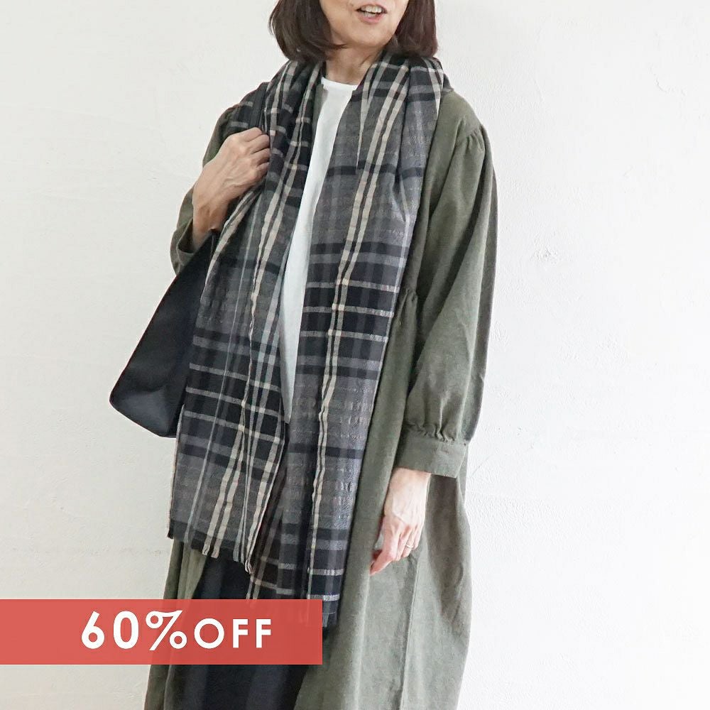 Branch m‘.,ブランチエム,ナチュラル,30代,40代,50代,60代,ウール,ゆったり,ストール,マフラー,チェック,チェックマフラー,チェックストール