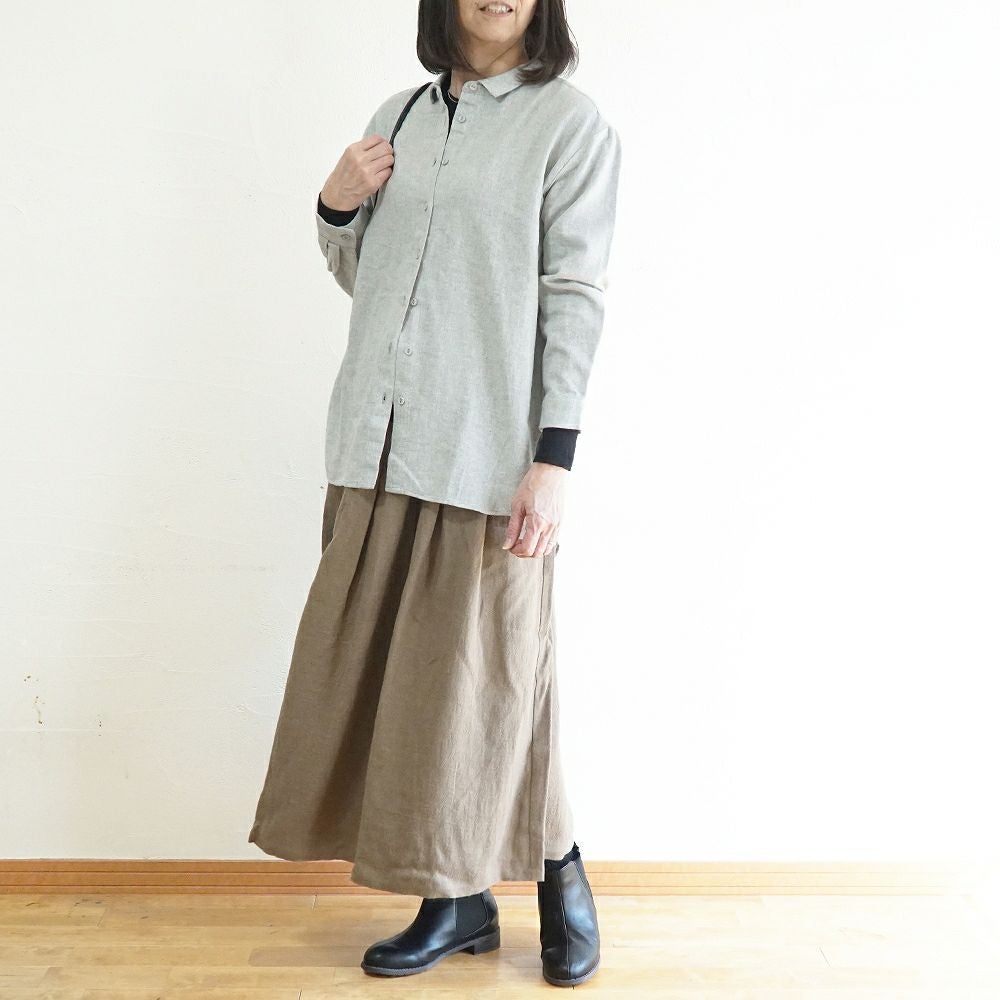 Branch m‘.,ブランチエム,ナチュラル,30代,40代,50代,60代,ウール,ゆったり,リネン,リネンウール,ラミーリネン,スカート,タックスカート,フレアスカート