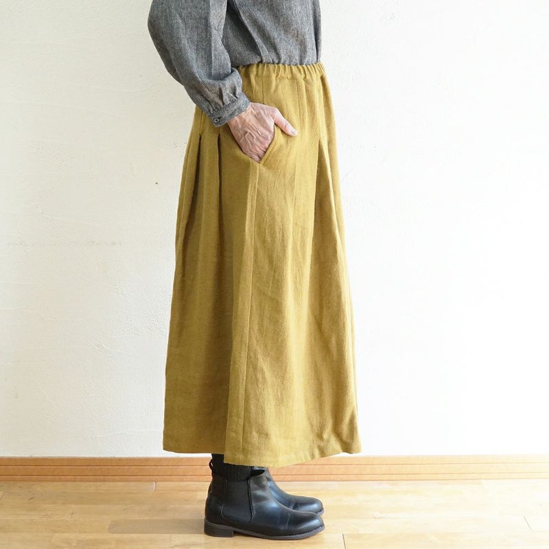 Branch m‘.,ブランチエム,ナチュラル,30代,40代,50代,60代,ウール,ゆったり,リネン,リネンウール,ラミーリネン,スカート,タックスカート,フレアスカート