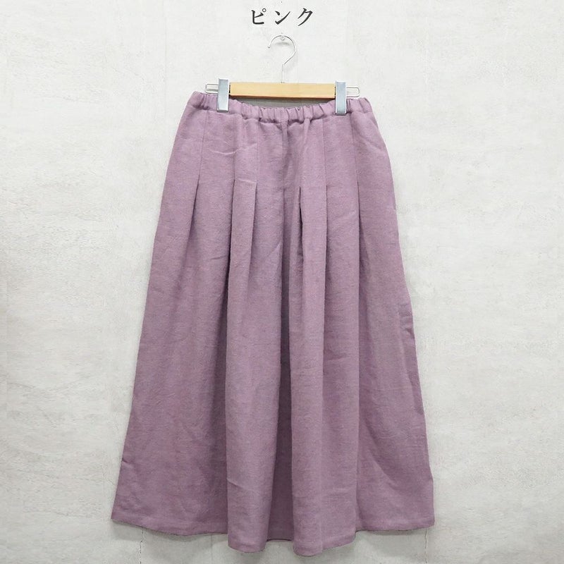 Branch m‘.,ブランチエム,ナチュラル,30代,40代,50代,60代,ウール,ゆったり,リネン,リネンウール,ラミーリネン,スカート,タックスカート,フレアスカート