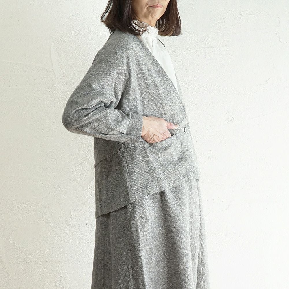 Branch m‘.,ブランチエム,ナチュラル,30代,40代,50代,60代,コットン,ゆったり,綿,ジャケット,ノーカラー,ノーカラージャケット,フォーマル,ハレの日,お出かけ,セットアップ,入学式,卒業式,