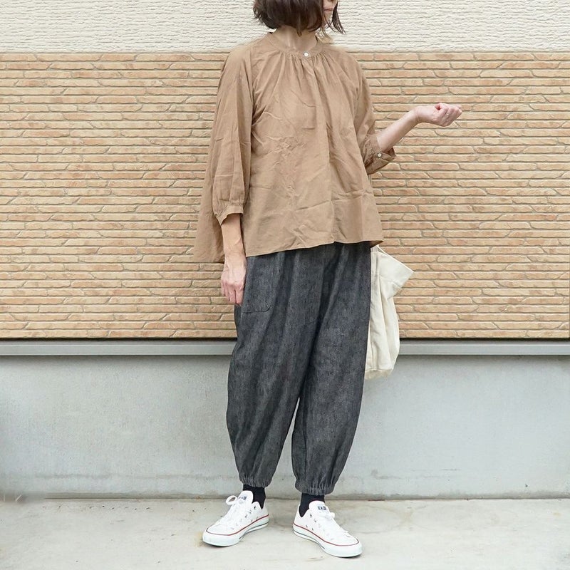 Branch m‘.,ブランチエム,ナチュラル,30代,40代,50代,60代,リネン,ゆったり,リネンデニム,もんぺ,パンツ,カーゴパンツ,ボウルパンツ,バルーンパンツ,デニム,デニムパンツ