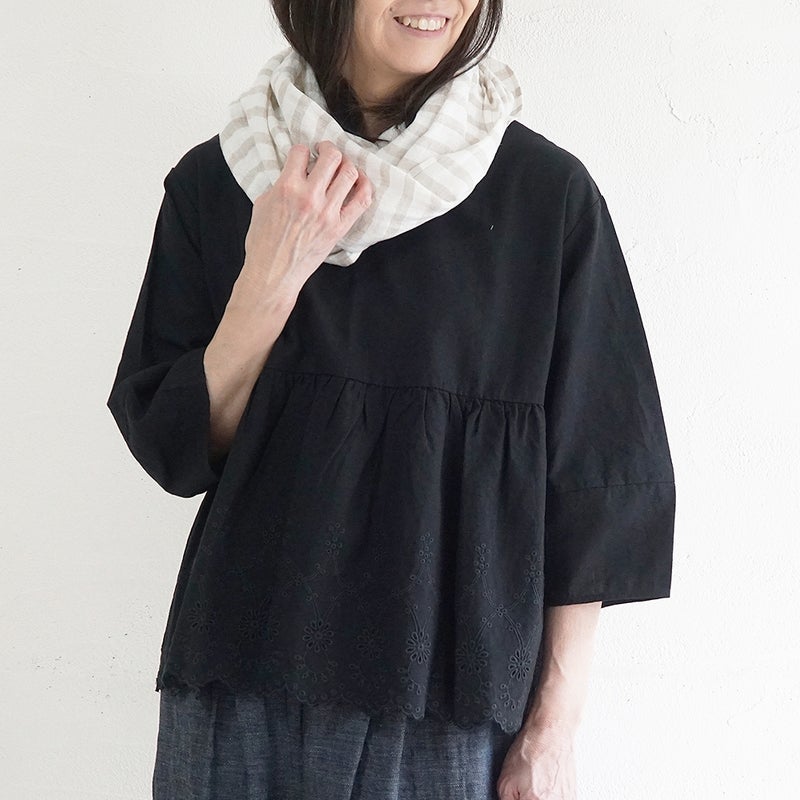 Branch m‘.,ブランチエム,ナチュラル,30代,40代,50代,60代,リネン,ゆったり,ストール,マフラー,スヌード,サークルストール,ボーダー,リネンストール 