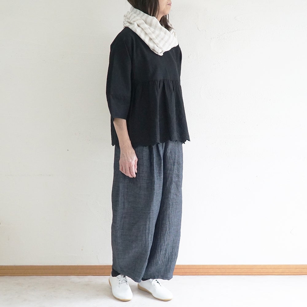 Branch m‘.,ブランチエム,ナチュラル,30代,40代,50代,60代,リネン,ゆったり,ストール,マフラー,スヌード,サークルストール,ボーダー,リネンストール 