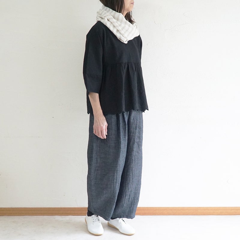 Branch m‘.,ブランチエム,ナチュラル,30代,40代,50代,60代,リネン,ゆったり,ストール,マフラー,スヌード,サークルストール,ボーダー,リネンストール 