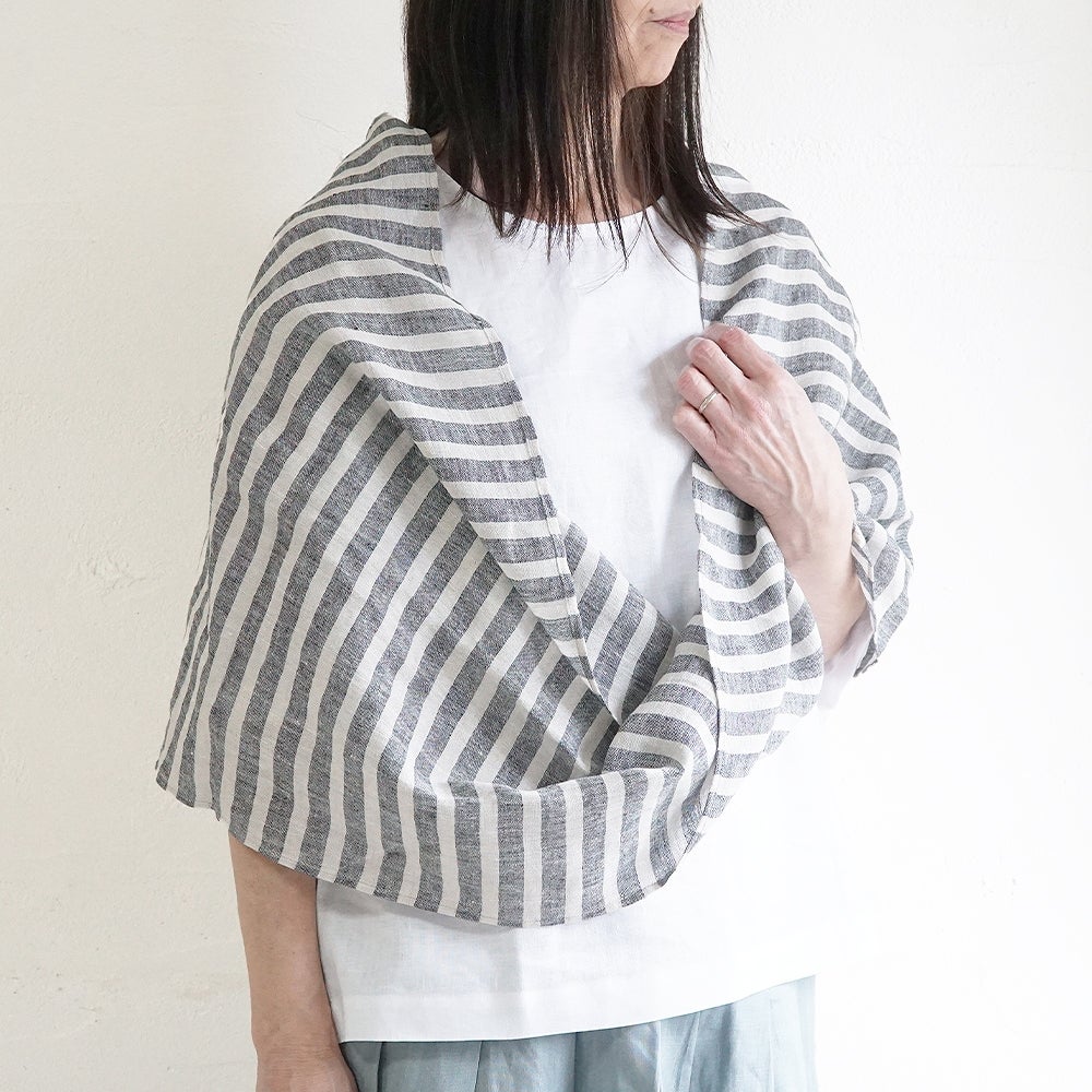 Branch m‘.,ブランチエム,ナチュラル,30代,40代,50代,60代,リネン,ゆったり,ストール,マフラー,スヌード,サークルストール,ボーダー,リネンストール 