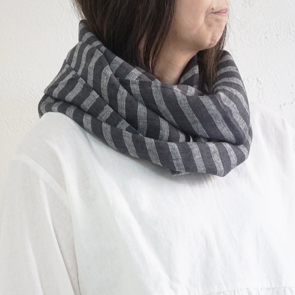 Branch m‘.,ブランチエム,ナチュラル,30代,40代,50代,60代,リネン,ゆったり,ストール,マフラー,スヌード,サークルストール,ボーダー,リネンストール 