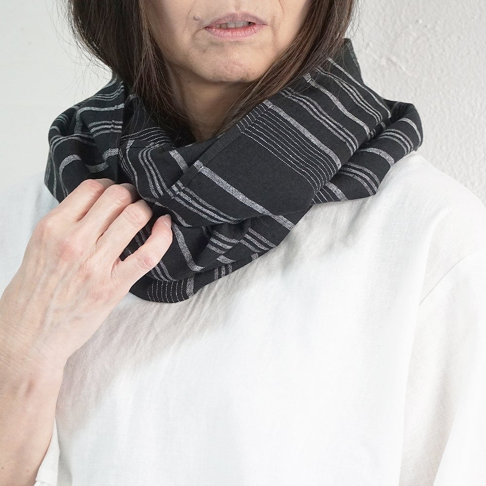 Branch m‘.,ブランチエム,ナチュラル,30代,40代,50代,60代,リネン,ゆったり,ストール,マフラー,スヌード,サークルストール,ボーダー,リネンストール 