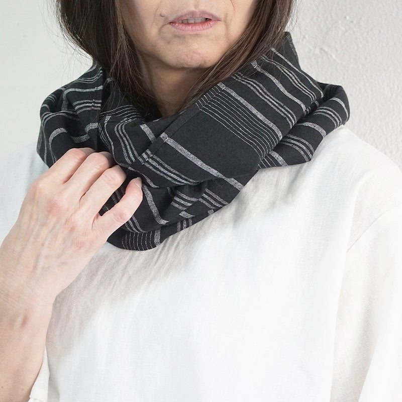 Branch m‘.,ブランチエム,ナチュラル,30代,40代,50代,60代,リネン,ゆったり,ストール,マフラー,スヌード,サークルストール,ボーダー,リネンストール 