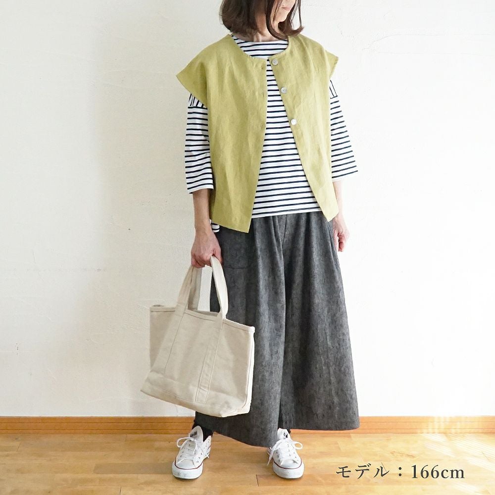 Branch m‘.,ブランチエム,ナチュラル,30代,40代,50代,60代,リネン,ゆったり,ベスト,リネンベスト,2way,2wayベスト,レイヤード,重ね着,体温調節,