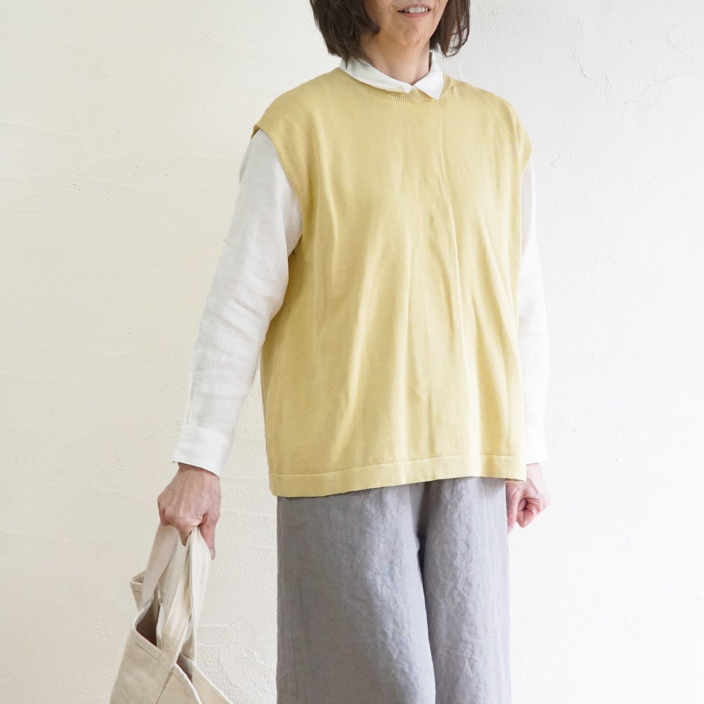 Branch m‘.,ブランチエム,ナチュラル,30代,40代,50代,60代,リネン,ゆったり,リネンコットン,ベスト,ニットベスト,レイヤード