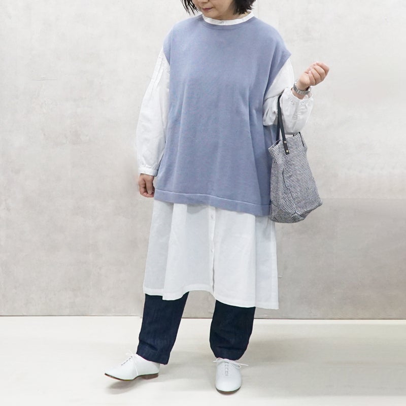 Branch m‘.,ブランチエム,ナチュラル,30代,40代,50代,60代,リネン,ゆったり,リネンコットン,ベスト,ニットベスト,レイヤード