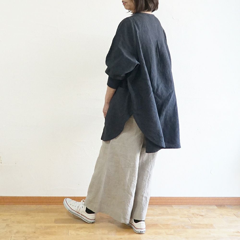 BR1768】 天日干しリネン・チュニック割烹着 | ブランチエム│50代から