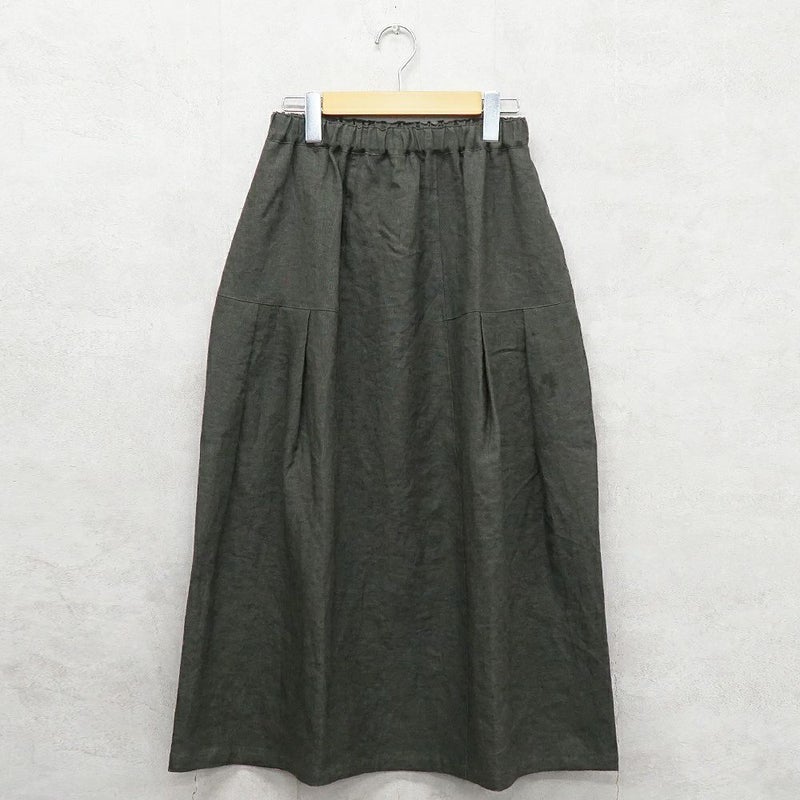Branch m‘.,ブランチエム,ナチュラル,30代,40代,50代,60代,リネン,ゆったり,スカート,リネンスカート,切り替え,切り替えタック,タックスカート