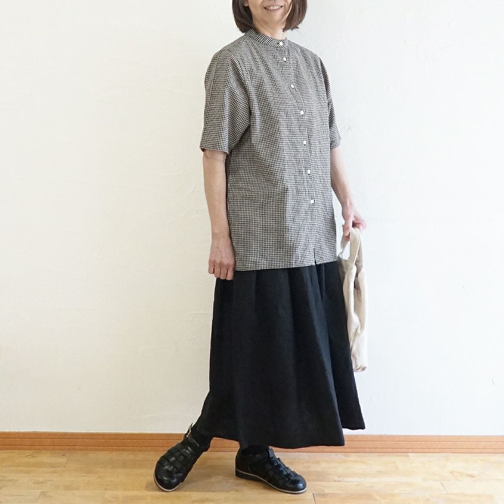 Branch m‘.,ブランチエム,ナチュラル,30代,40代,50代,60代,リネン,ゆったり,コットンリネン,コットン,綿麻,シャツ,ブラウス,半袖シャツ,半袖ブラウス,５分袖,５分袖ブラウス,５分袖シャツ,シャツブラウスリネンシャツ,リネンブラウス,チュニック,チュニックブラウス
