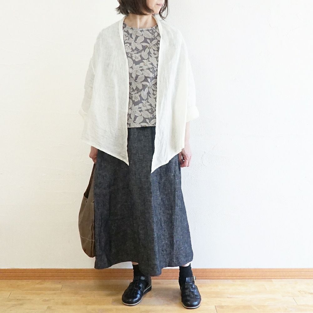 Branch m‘.,ブランチエム,ナチュラル,30代,40代,50代,60代,リネン,ゆったり,デニム,リネンデニム,スカート,リネンスカート ,デニムスカート,タックスカート