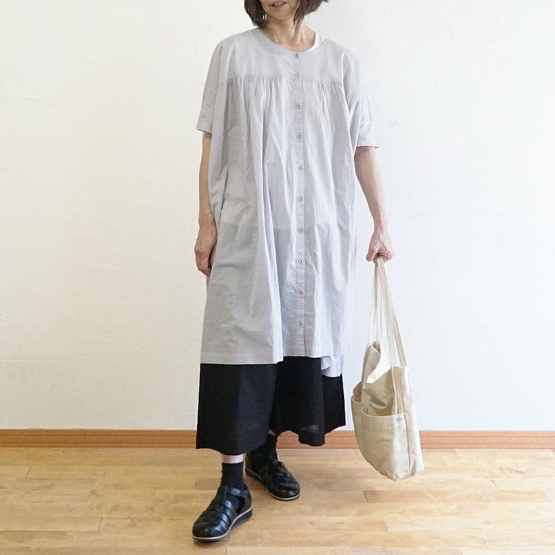 Branch m‘.,ブランチエム,ナチュラル,30代,40代,50代,60代,リネン,ゆったり,コットンリネン,コットン,綿麻,ワンピース,ギャザーワンピース,羽織ワンピース,５分袖,５分袖ワンピース,羽織
