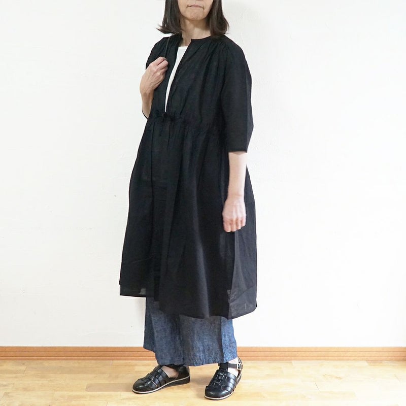Branch m‘.,ブランチエム,ナチュラル,30代,40代,50代,60代,リネン,ゆったり,コットンリネン,コットン,綿麻,ワンピース,ギャザーワンピース,羽織ワンピース,7分袖,7分袖ワンピース,羽織