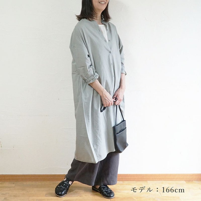 Branch m‘.,ブランチエム,ナチュラル,30代,40代,50代,60代,リネン,ゆったり,コットンリネン,コットン,綿麻,ワンピース,ギャザーワンピース,羽織ワンピース,7分袖,7分袖ワンピース,羽織