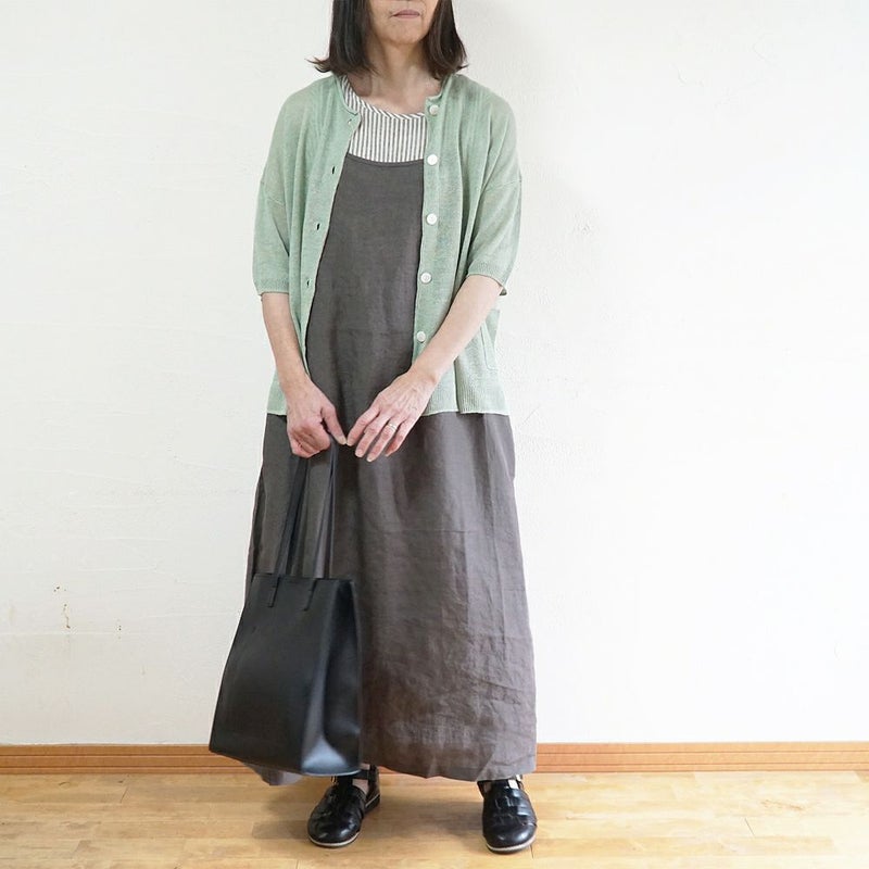 Branch m‘.,ブランチエム,ナチュラル,30代,40代,50代,60代,ゆったり,リネン,knit,ニット,リネンニット,カーディガン,ニットカーディガン,５分袖,５分袖カーディガン,