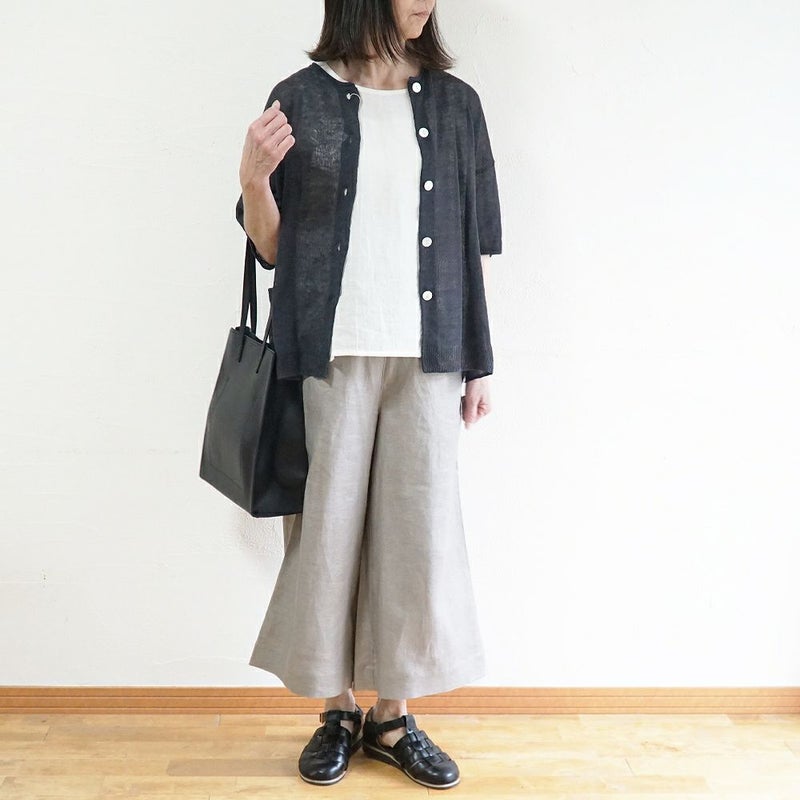 Branch m‘.,ブランチエム,ナチュラル,30代,40代,50代,60代,ゆったり,リネン,knit,ニット,リネンニット,カーディガン,ニットカーディガン,５分袖,５分袖カーディガン,