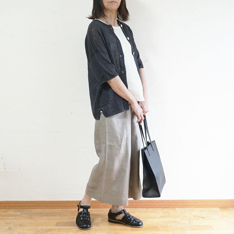 Branch m‘.,ブランチエム,ナチュラル,30代,40代,50代,60代,ゆったり,リネン,knit,ニット,リネンニット,カーディガン,ニットカーディガン,５分袖,５分袖カーディガン,