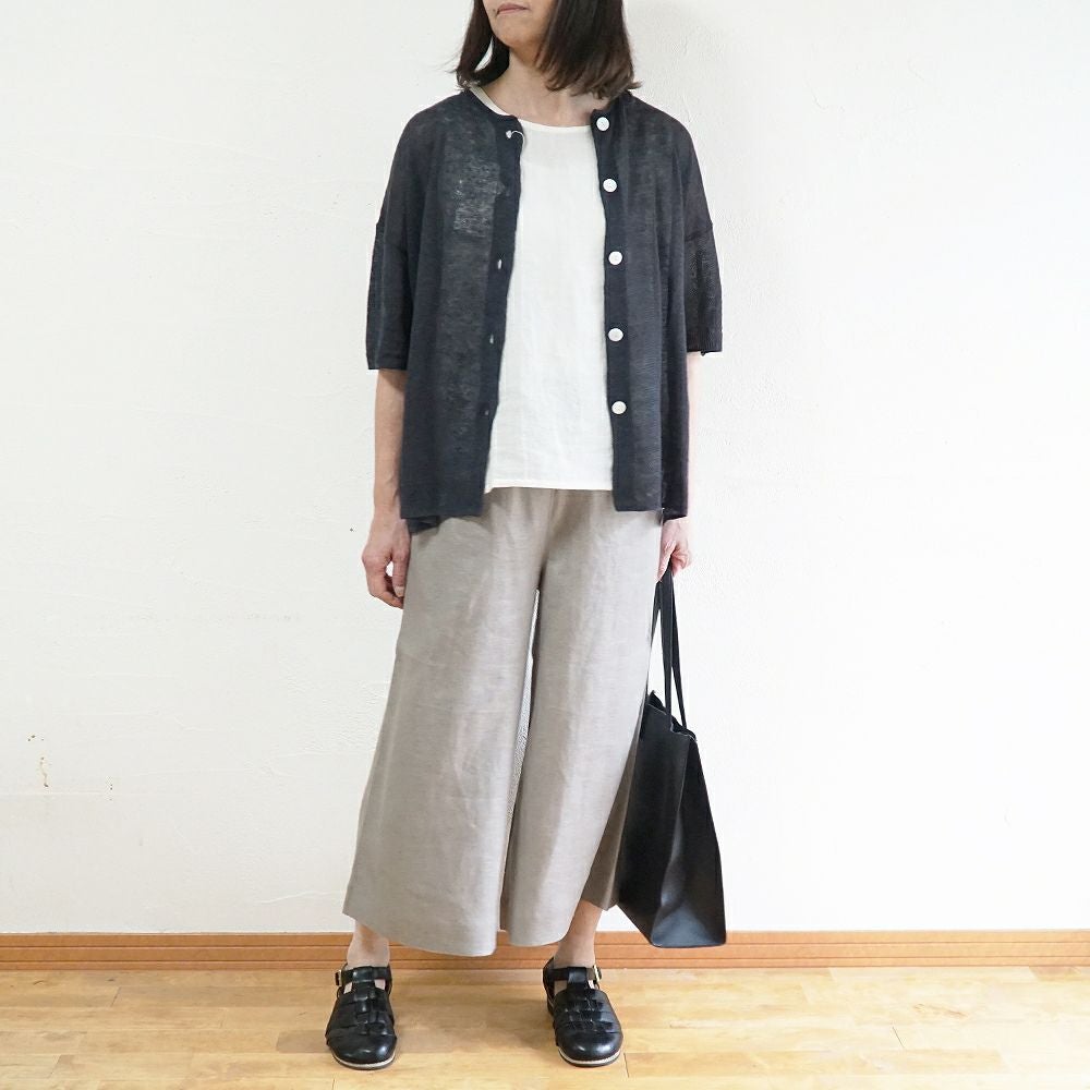 Branch m‘.,ブランチエム,ナチュラル,30代,40代,50代,60代,ゆったり,リネン,knit,ニット,リネンニット,カーディガン,ニットカーディガン,５分袖,５分袖カーディガン,