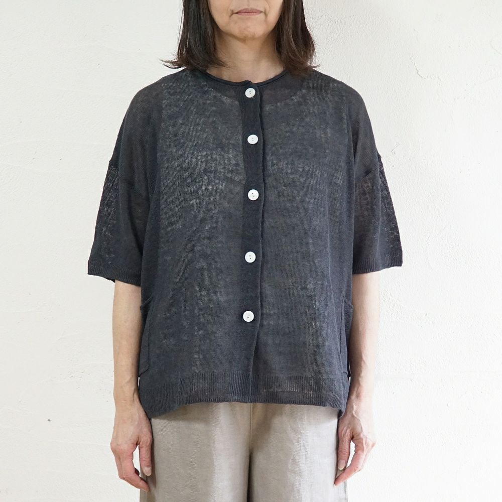 Branch m‘.,ブランチエム,ナチュラル,30代,40代,50代,60代,ゆったり,リネン,knit,ニット,リネンニット,カーディガン,ニットカーディガン,５分袖,５分袖カーディガン,