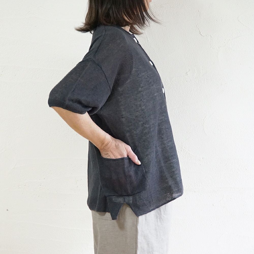 Branch m‘.,ブランチエム,ナチュラル,30代,40代,50代,60代,ゆったり,リネン,knit,ニット,リネンニット,カーディガン,ニットカーディガン,５分袖,５分袖カーディガン,