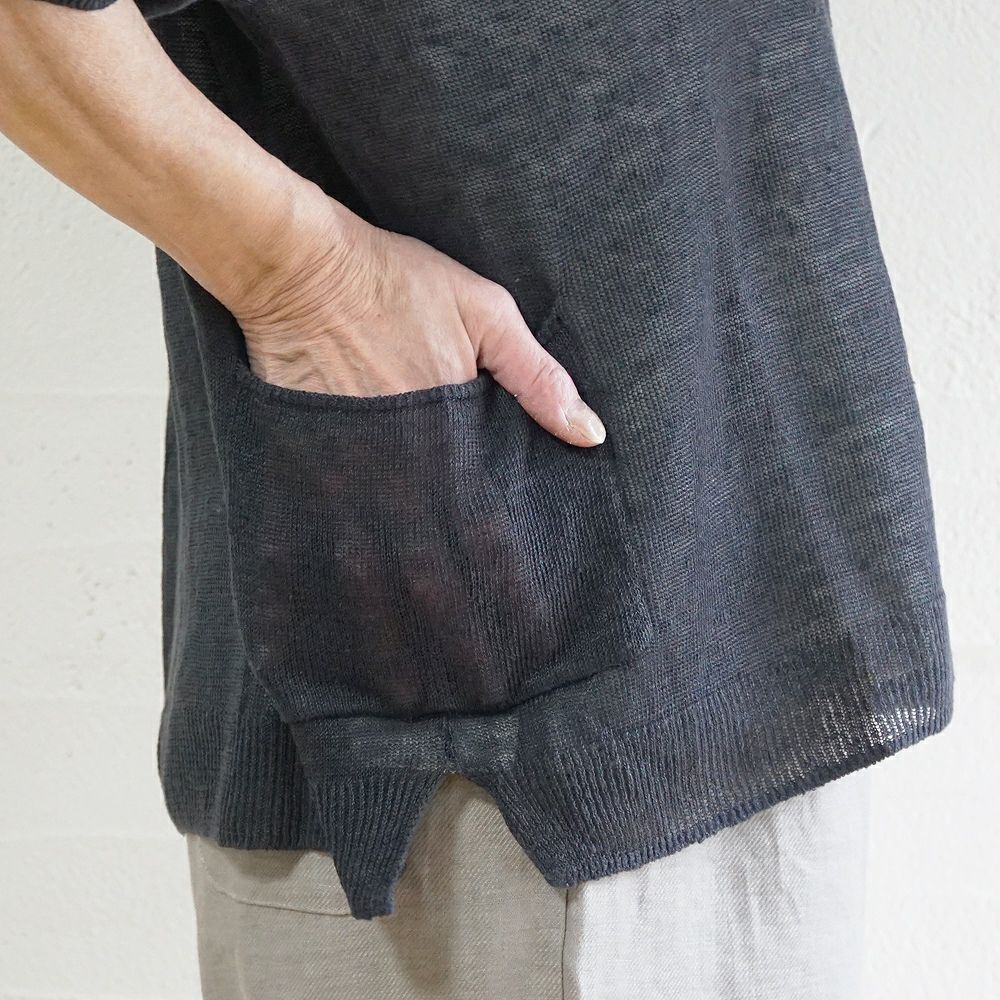 Branch m‘.,ブランチエム,ナチュラル,30代,40代,50代,60代,ゆったり,リネン,knit,ニット,リネンニット,カーディガン,ニットカーディガン,５分袖,５分袖カーディガン,