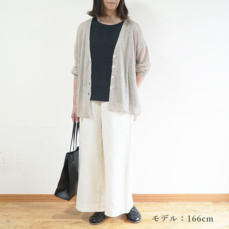 Branch m‘.,ブランチエム,ナチュラル,30代,40代,50代,60代,ゆったり,リネン,knit,ニット,リネンニット,カーディガン,ニットカーディガン,Vネック,Vネックカーディガン