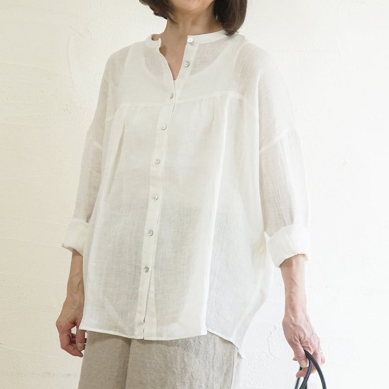 Branch m‘.,ブランチエム,ナチュラル,30代,40代,50代,60代,リネン,ゆったり,ブラウス,リネンブラウス,長袖ブラウス,チュニック,リネンチュニック,チュニックブラウス,ギャザーブラウス