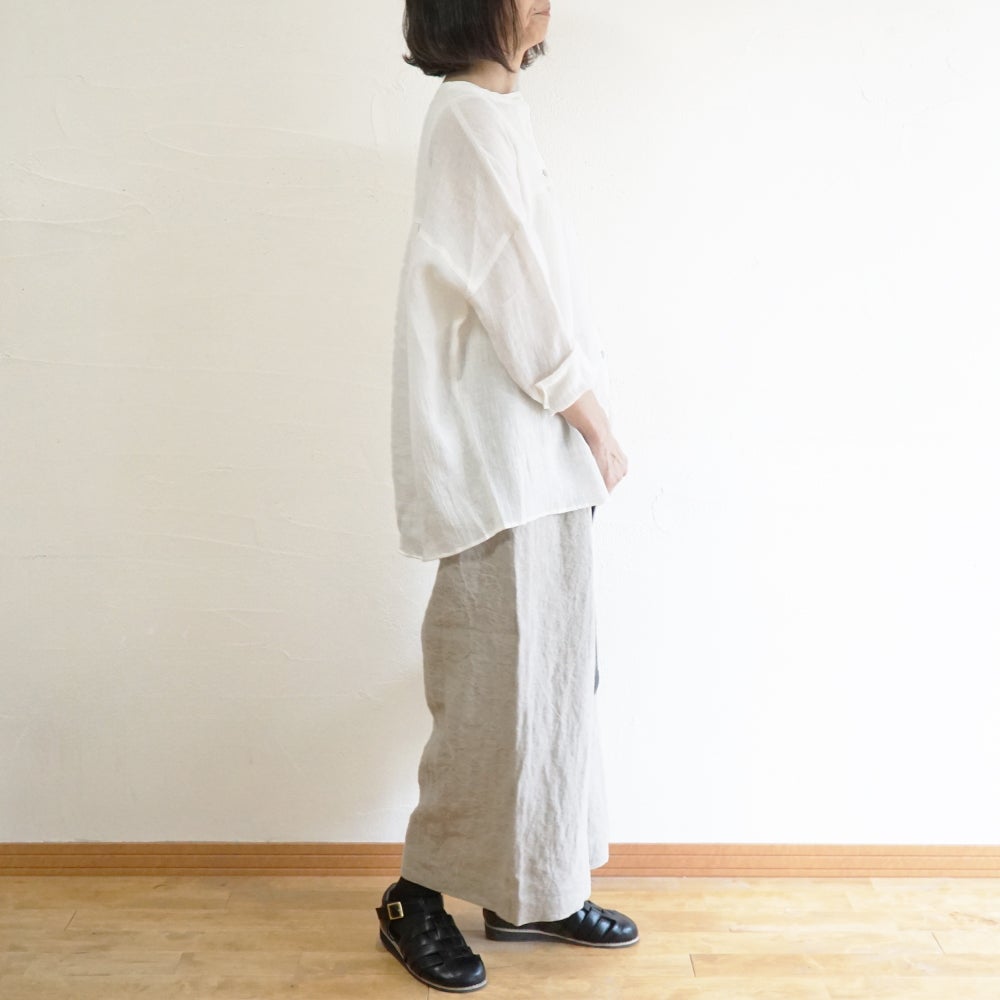 Branch m‘.,ブランチエム,ナチュラル,30代,40代,50代,60代,リネン,ゆったり,ブラウス,リネンブラウス,長袖ブラウス,チュニック,リネンチュニック,チュニックブラウス,ギャザーブラウス