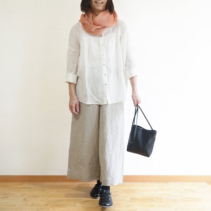 Branch m‘.,ブランチエム,ナチュラル,30代,40代,50代,60代,リネン,ゆったり,ブラウス,リネンブラウス,長袖ブラウス,チュニック,リネンチュニック,チュニックブラウス,ギャザーブラウス