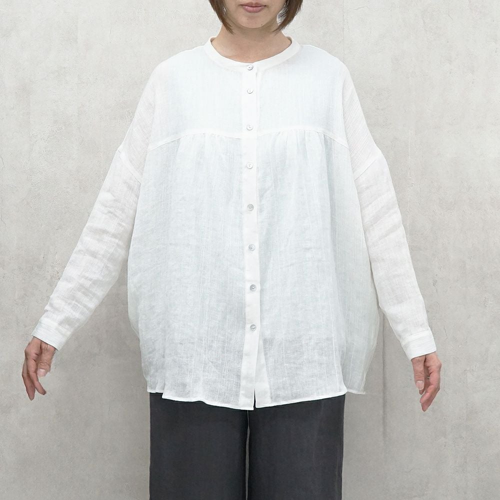 Branch m‘.,ブランチエム,ナチュラル,30代,40代,50代,60代,リネン,ゆったり,ブラウス,リネンブラウス,長袖ブラウス,チュニック,リネンチュニック,チュニックブラウス,ギャザーブラウス