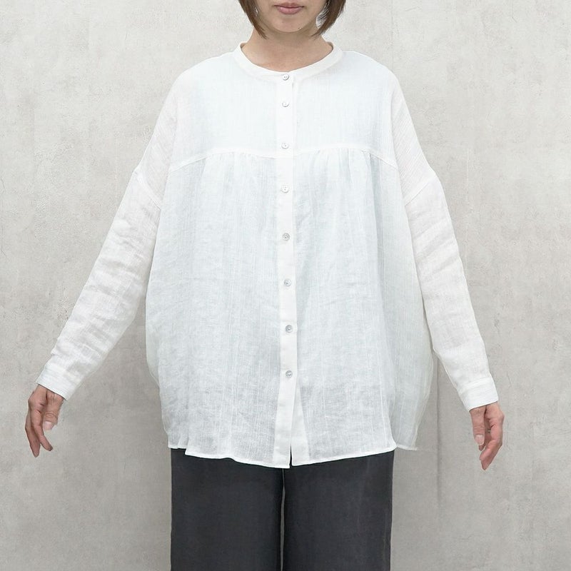 Branch m‘.,ブランチエム,ナチュラル,30代,40代,50代,60代,リネン,ゆったり,ブラウス,リネンブラウス,長袖ブラウス,チュニック,リネンチュニック,チュニックブラウス,ギャザーブラウス