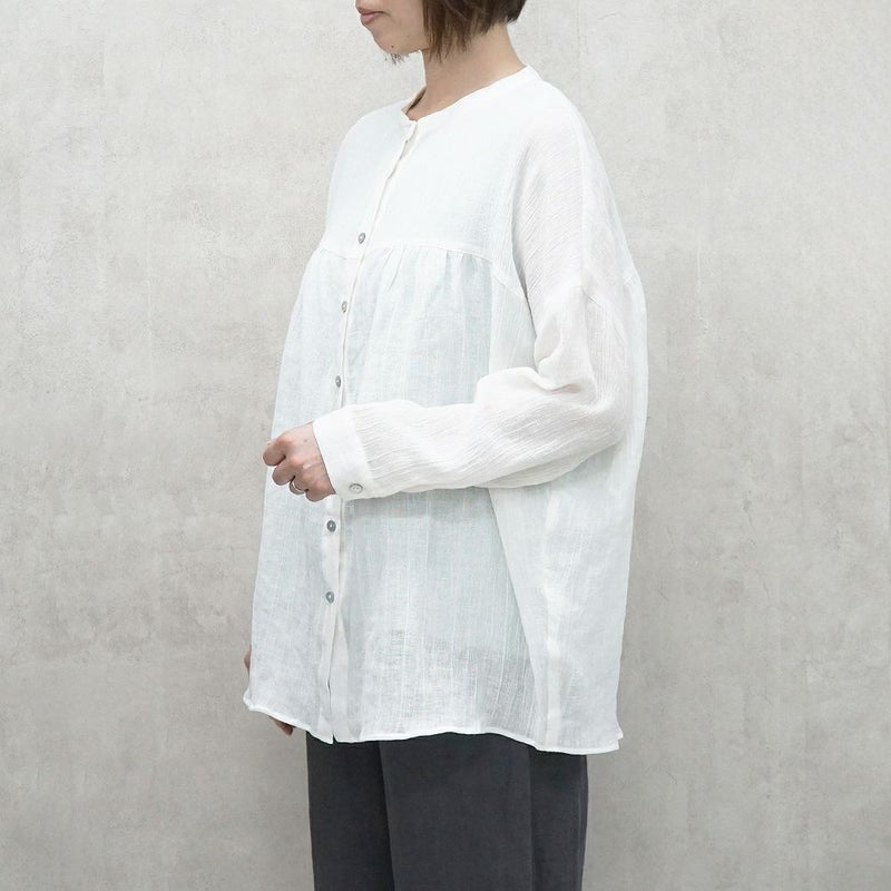Branch m‘.,ブランチエム,ナチュラル,30代,40代,50代,60代,リネン,ゆったり,ブラウス,リネンブラウス,長袖ブラウス,チュニック,リネンチュニック,チュニックブラウス,ギャザーブラウス