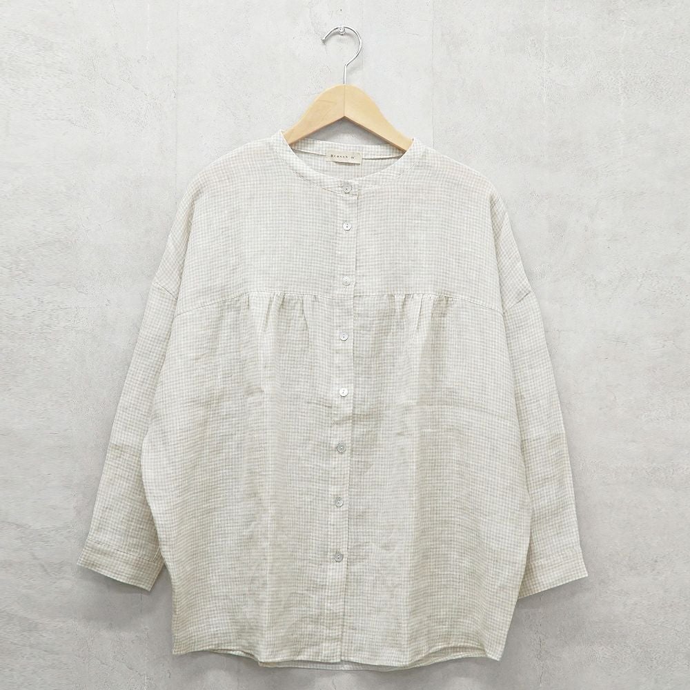 Branch m‘.,ブランチエム,ナチュラル,30代,40代,50代,60代,リネン,ゆったり,ブラウス,リネンブラウス,長袖ブラウス,チュニック,リネンチュニック,チュニックブラウス,ギャザーブラウス