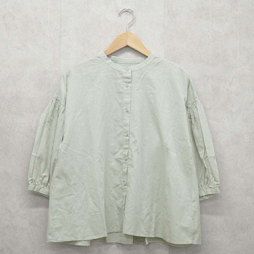 Branch m‘.,ブランチエム,ナチュラル,30代,40代,50代,60代,リネン,ゆったり,コットン,ブラウス,blouse,ギャザーブラウス,バンドカラー,バンドカラーブラウス,コットンリネン,コットンリネンブラウス,