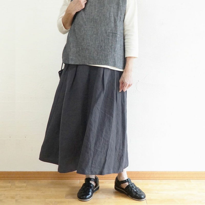 Branch m‘.,ブランチエム,ナチュラル,30代,40代,50代,60代,リネン,ゆったり,skirt,スカート,リネンスカート,タックスカート