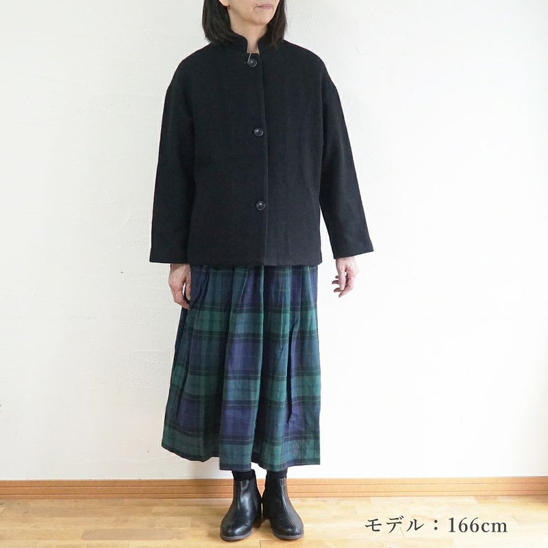 Branch m‘.,ブランチエム,ナチュラル,30代,40代,50代,60代,コットン,ゆったり,リネン,コットンリネン,スカート,タックスカート,ブラックウォッチ,ブラックウォッチスカート,チェックスカート,チェック柄,チェック