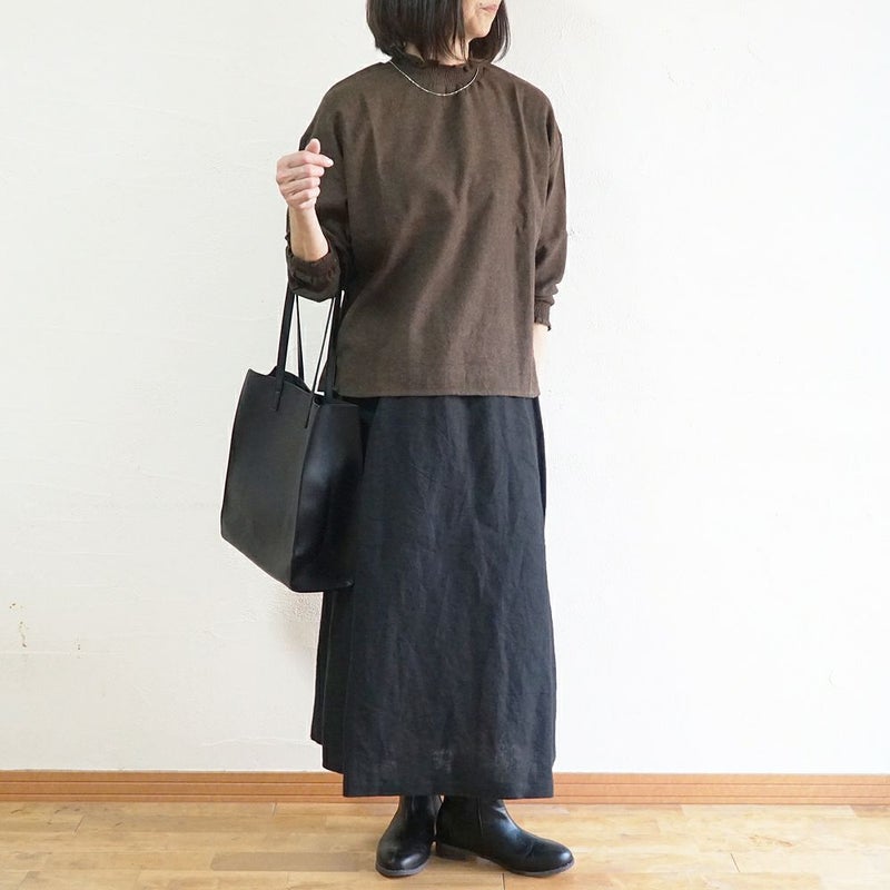 Branch m‘.,ブランチエム,ナチュラル,30代,40代,50代,60代,コットン,ゆったり,blouse,ブラウス,綿ブラウス,起毛ブラウス,フリル,フリルブラウス,シャーリング,シャーリングブラウス 